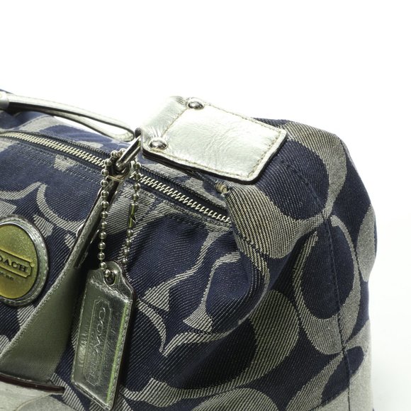 Coach Monogram Denim and Gray Canvas Shoulder Bag Purse - Picture 11 of 15